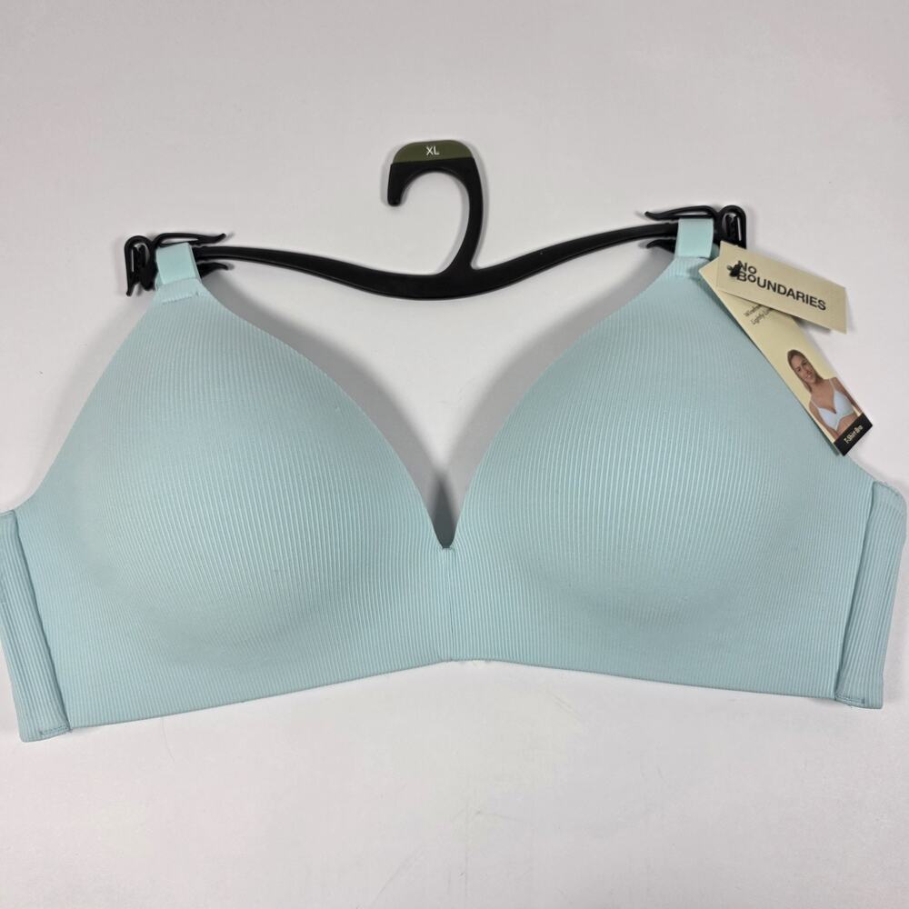 Women’s NoBo Blue XXL Ribbed Bra Lightly Padded Wireless T-Shirt Bra
